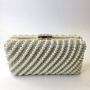 Pearl and Rhinestone Clutch Purse Pearl Evening Bag Pearl Wedding Purse